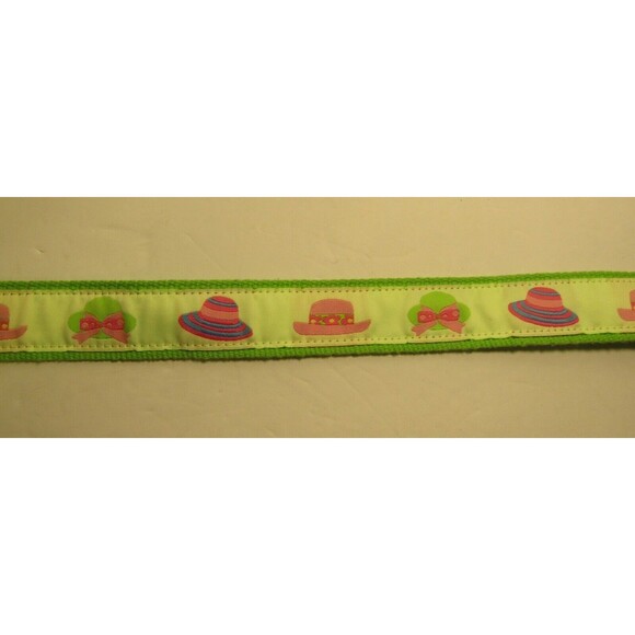 Ribbon Belt Vintage 80s Preppy Pink Green Hats Fabric Canvas D Ring Womens main image 4